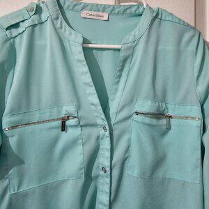 Sky Blue Classic Portofino Long Sleeve Button-Up Shirt – Soft Silky Feel, Flowy